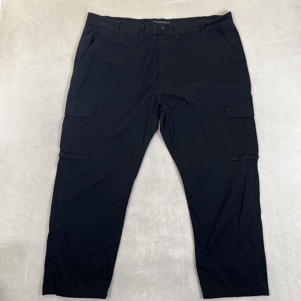 Wrangler Cargo Pants Mens 44x29 Black Relaxed Fit Utility Pockets Workwear